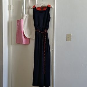 Enfocus studio navy and orange maxi dress